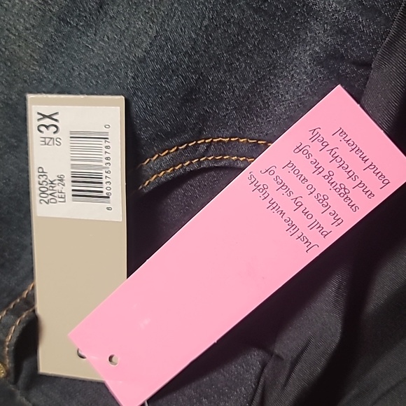 Times Two Dark Blue Denim Maternity Jeans with Soft Stretchy Belly Band, 3X - Picture 7 of 13